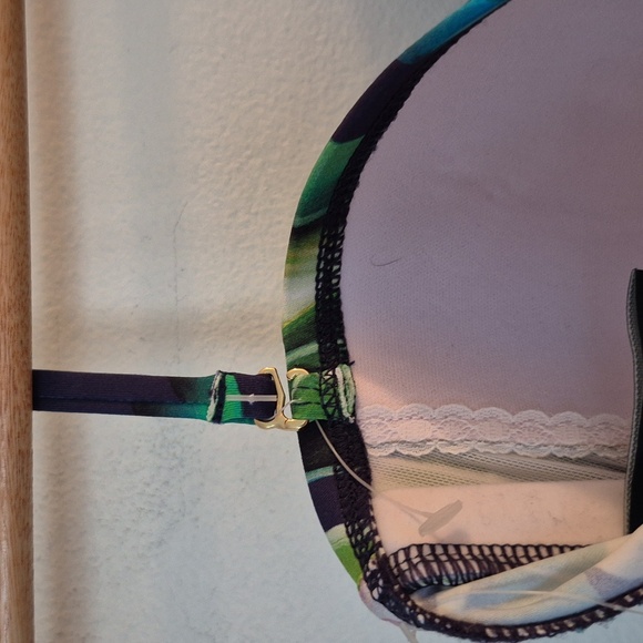 Lauren Ralph Lauren Watercolors Floral Tropical Print Swimsuit - Navy Sz 8 - Picture 5 of 7